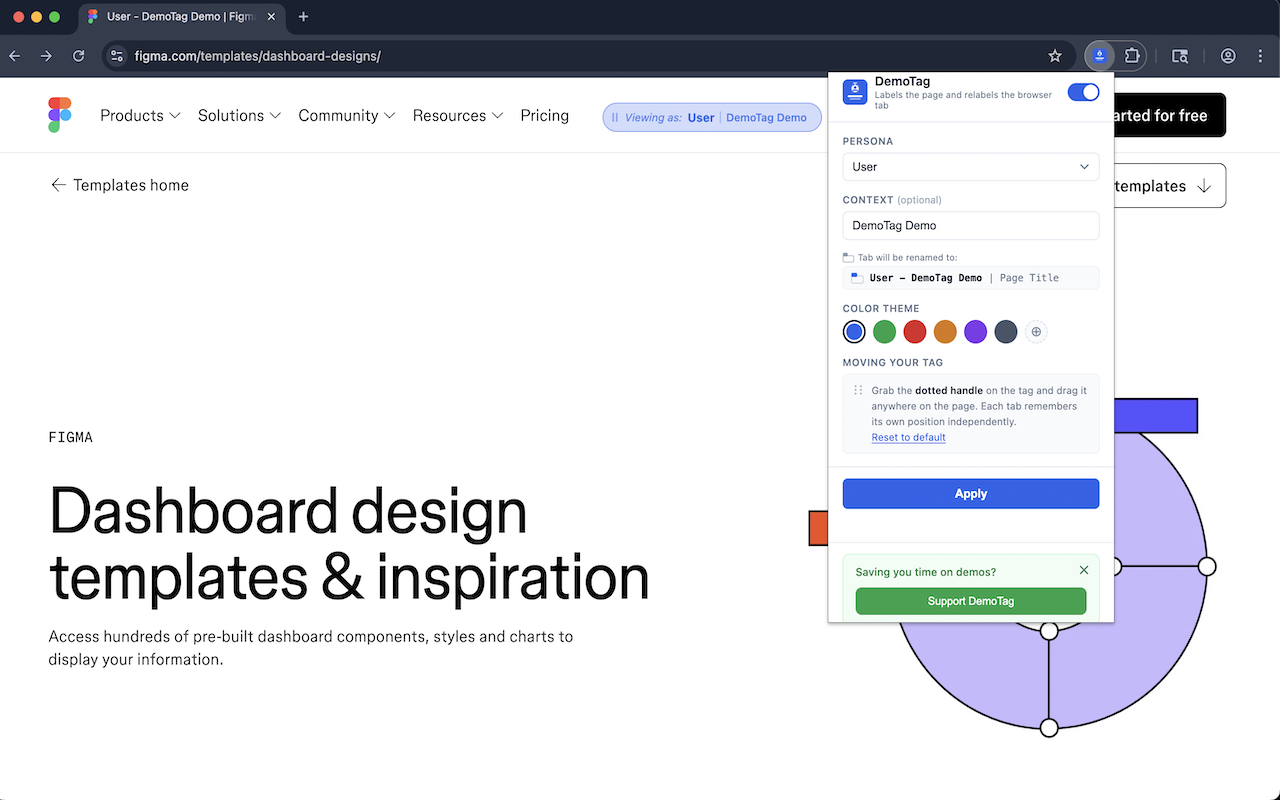 DemoTag extension screenshot